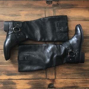 Nine West Black Leather Riding Boots